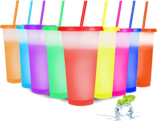 16oz Color changing cups w/cover and straw