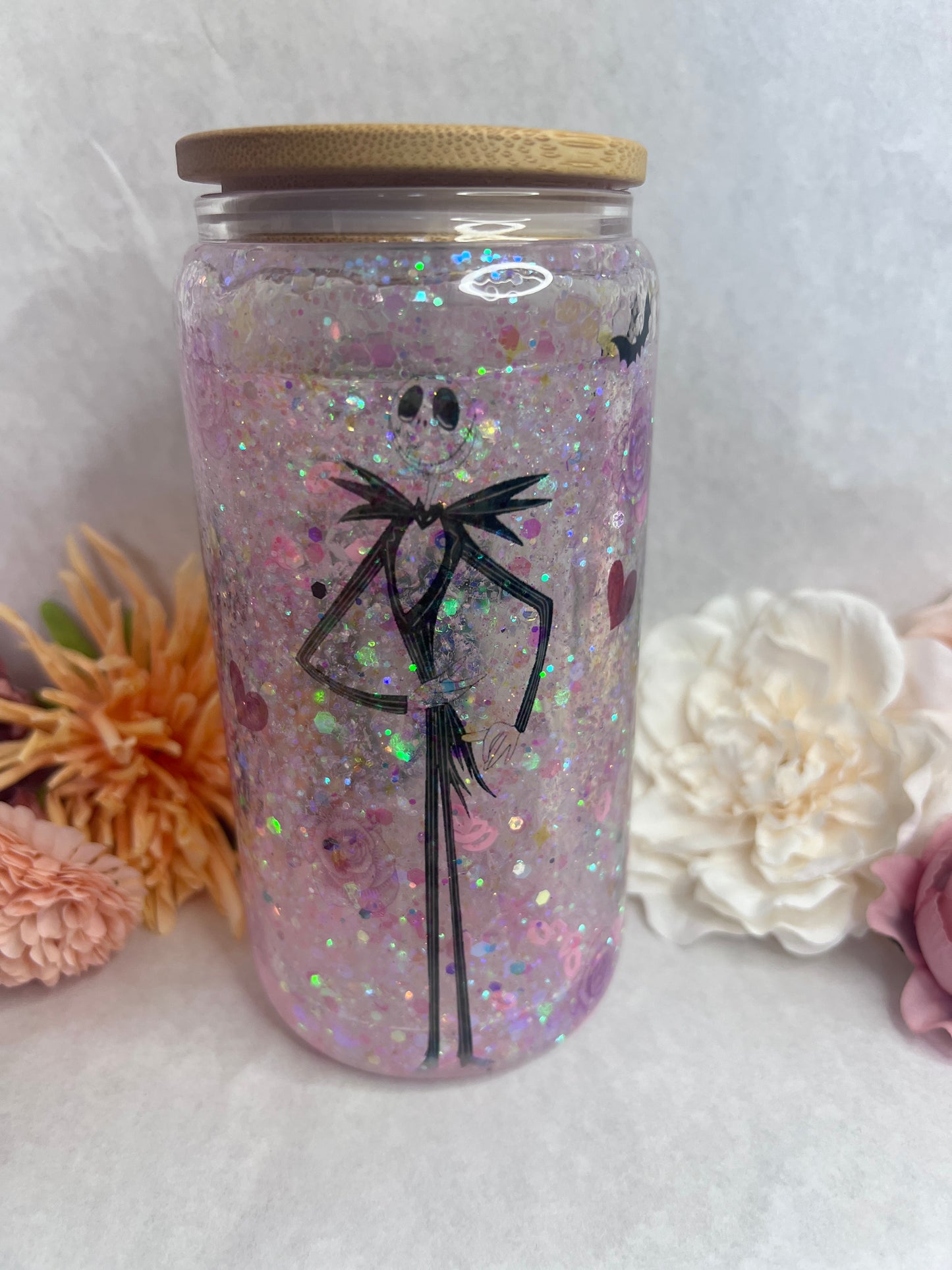 Halloween snow globe glass tumbler